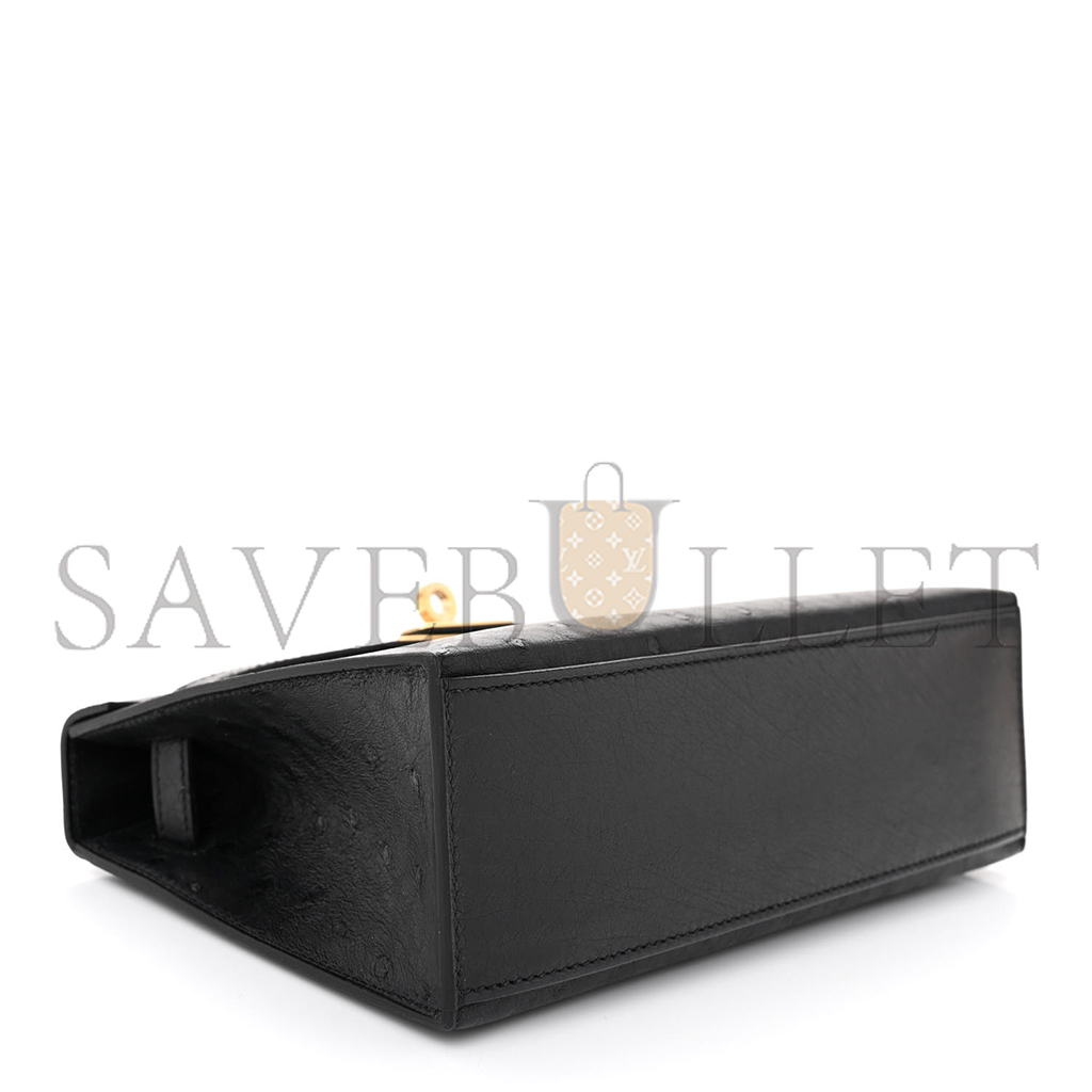 H**mes master ostrich kelly pochette black (22*14*7cm)